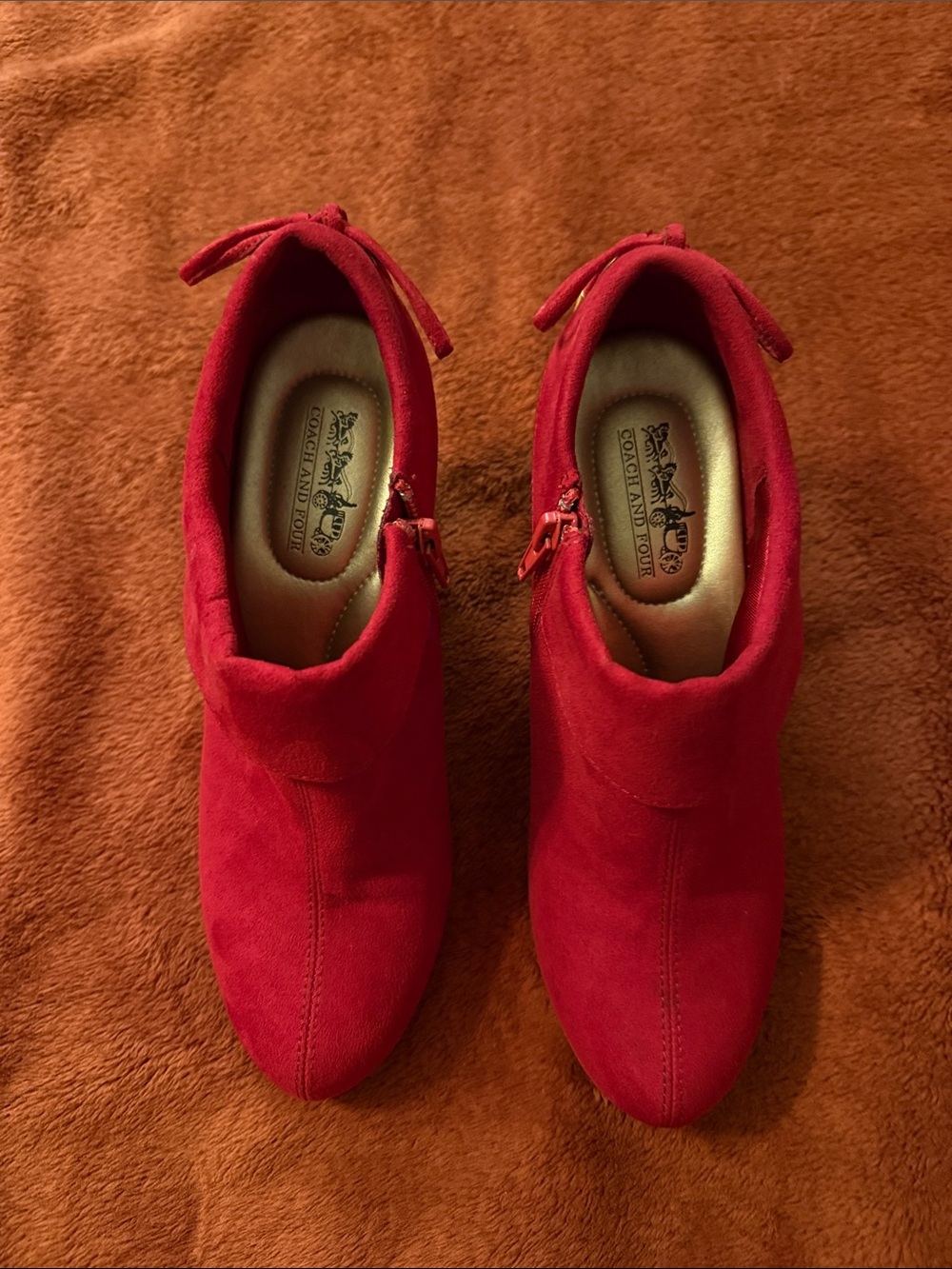 Coach Red Suede Ankle Booties